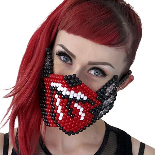 Rolling Stones Kandi Mask by Kandi Gear, rave mask, halloween mask, beaded mask, bead mask for music fesivals and parties
