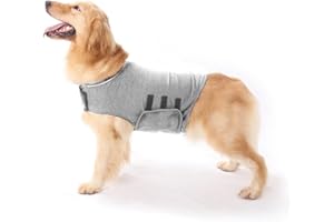 ‎HAOKAINI Anti-Angst-Hundejacke Beruhigungsmantel Haustier Stressabbau Hemd Warme Beruhigungsweste Leichte Donner Wickel Angst Jacke (Hellgrau L)
