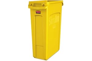 Rubbermaid Commercial Products 1956188 Cubo de Basura con Ranuras de Ventilación, 87 L, Amarillo