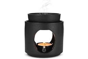Hixava Quemador de Cerámica Lámpara de Aroma Lámpara Aromática Difusor de Aceite Aromático y Cera Aromática Lámpara Aromática de Cerámica con Portavelas para Aceites Esenciales