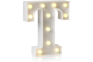 ANSO Letrero LED de letras y números del alfabeto, lámpara decorativa para el hogar, fiesta de cumpleaños, eventos, luces nocturnas, 22 cm (T)