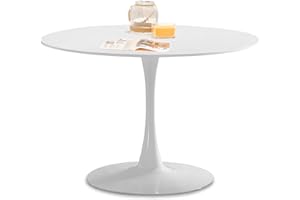 ADEC GROUP Gina, Mesa Redonda de Comedor, Salon, o Cocina, Acabado en Lacado Color Blanco, Medidas: 110 cm (diámetro) x 75 cm (Alto)