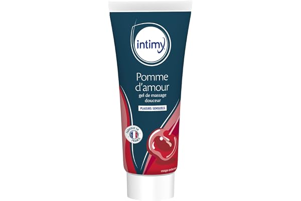 INTIMY - Gel de Massage - Parfum Pomme d'Amour - Plaisirs Sensuels et Gourmands - Sensation Douceur - Non gras, ne tache pas, ne colle pas - 200 mL - Fabriqué en France