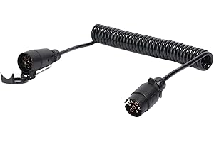 Feuunly 3,5M Rallonge Cable Remorque, Prise 7 Broches Male Femelle Rallonge Remorque 12V, Rallonge Spirale Cable Remorque 7 Broches pour Camions Voiture Tracteur RV (3,5M Rallonge Remorque)