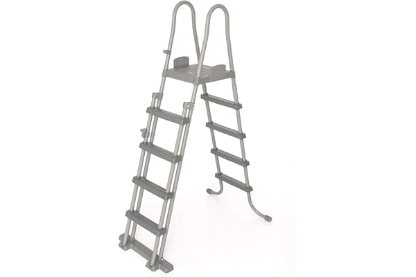Bestway - Echelle pour Piscine Hors Sol avec Plateforme, 4 marches de Chaque côté, 12x53x132 cm - (Coloris aléatoire) BW58332