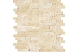 CONWIRE Mosaico in pietra naturale di travertino beige autoadesivo per pareti, rivestimento per pareti in piastrelle di cucina