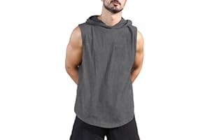 Viisendy Pro Felpa con Cappuccio da Allenamento da Uomo Canotte Allenamento Atletico Bodybuilding Felpa con Cappuccio Senza Maniche Camicie Maglietta Muscolare Senza Maniche da Palestra in Cotone