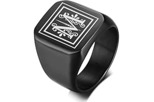 VNOX Hombres Nombre de Monograma Anillo Sello Sello Anillo Anillo Iniciales Anillo Hombres Banda Inicial Anillo de Carta de Círculo para Hombre,Regalo para él