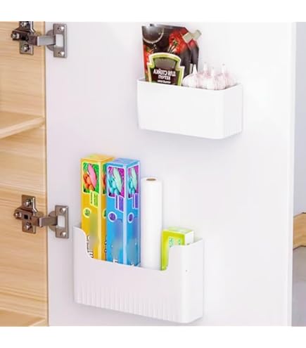 Organisateur De Rangement Adhésif, Organisateur De Rangement Mural,Bacs De Rangement Muraux, Support à Ventouse De Cuisine, étagère De Porte - Boîte De Rangement Murale, Panier Organisateur Mural Pour