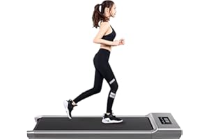 COZYBRITE Under Desk Treadmill with App & Remote Control Bluetooth Speaker Walking Running Pad Machine 1-12km/h Adjustable Speeds LED Display for Home or Office (Grey)