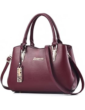 BESTOU Damen Handtasche Schwarz groß Leder Damen Schultertasche Frauen Umhängetasche