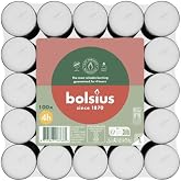 Bolsius Tealight Mum 100&rsquo;l&uuml;, 4 Saat Uzun Yanma S&uuml;reli, Dumansız & Parf&uuml;ms&uuml;z, Beyaz Dekoratif Mum, Doğal Bitki Mumu, Palmiye Y