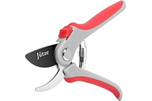 Gartenschere Teflon Baumschere, Jütze® 52mm Klinge aus Hochwertige SK5 Stahl, Bypass-Schneide, Komfortabler Griff, präzises Schnittergebnis, SingleStep, anfängerfreundlich, Länge: 205 mm