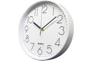 Delgeo Premium White Wall Clock, Wall Decoration, Modern Silent Wall Clock for Home Office Kitchen,25cm