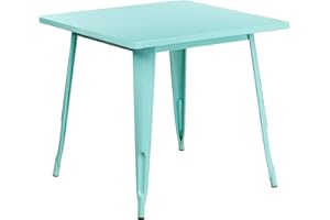 Flash Furniture Felix Tisch für drinnen und draußen, Metall, 80 cm, quadratisch, Mintgrün