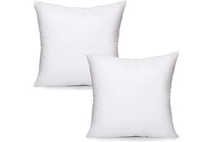 SK Stores Pack of 2 Hollowfibre Cushion pads 45cm x 45cm - White square Cushions - Standard pack of Hypoallergenic Cushion inserts 45cm x 45cm (Pack of 2 | 18"x18")