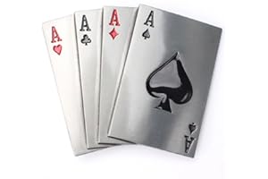 LONGCREEK Fibbia per cintura da uomo Ace, Lucky Poker Carte da gioco Fibbia per cintura, Fibbia per cintura con asso di picche, Fibbia per cintura con quattro assi, Fibbia per cintura da cowboy occidentale