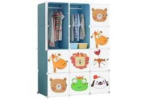 XOKOTAKI Armadio Modulare per Bambini, Scaffalatura Modulare, Armadio per Bambini, Organizer Modulare, Scaffale per la Casa, 12 Moduli, 140x105 cm