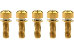 Yaruijia Bullone in titanio M6 x 16/18/20/25/35 mm a testa quadrata con rondella Ti per attacco del freno della bicicletta, confezione da 5 (M6 x 18 mm, dorato)