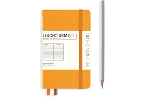 LEUCHTTURM1917 365627 Notatnik Pocket (A6), twarda okładka, 187 numerowanych stron, Rising Sun, w linie