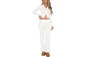 RTGSE Damen Y2K Reißverschluss Up Strick Crop Hoodies Vintage Rib Strick -Kapuze -Sweatshirts mit Hose Kleidung Set 90er Streetwear