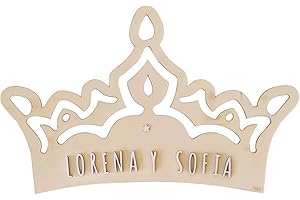 nagu® Corona. Nomi in Legno Personalizzati | Targhetta da Appendere, Include Lettere Autoadesive | Lettere Decorative | Nome in Legno Personalizzato