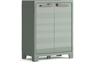 Keter Armadio 2 Ripiani Regolabili Realizzato In Resina Planet Outdoor Basso, Verde, 80 x 44 x 100 cm