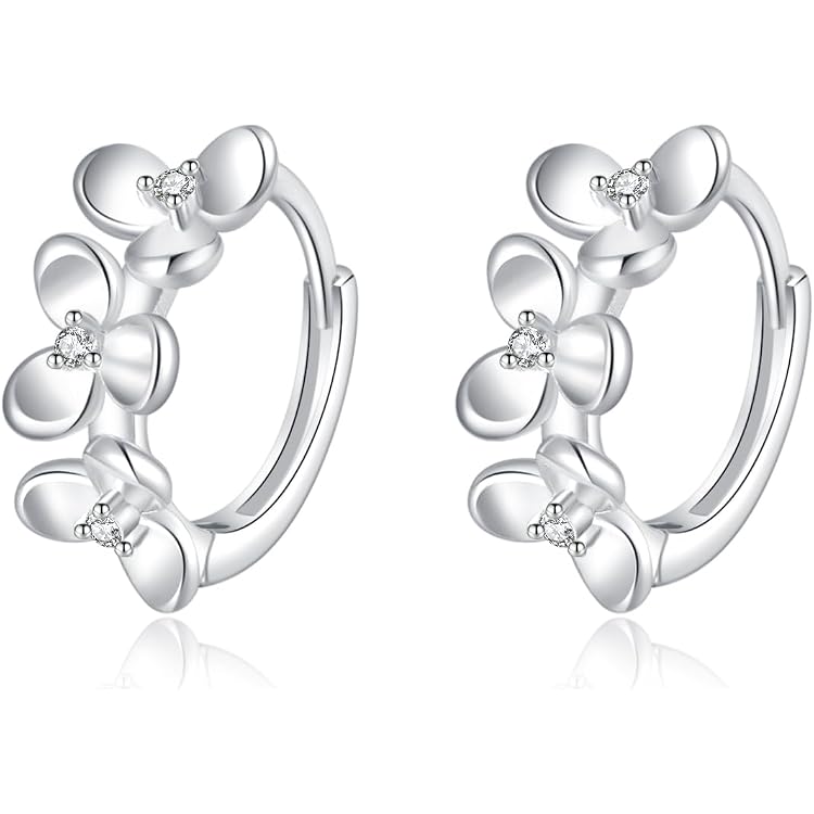 925 Sterling Silber Creolen Mit Gänseblümchen-Muster – Minimalistische Kleine Huggie Ohrringe Für Damen & Mädchen, Hypoallergen