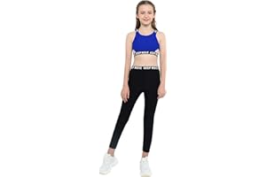 Kaerm Ensemble de sport fille Leggings Sport Yoga Fille Survêtement Joggings Imprimé Tenue de Sport Danse Ensemble hip hop pour Fitness Pilate Gym Running 5-14 Ans