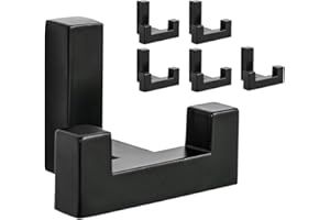 DAIRYCOF 6 Stück Garderobenhaken Schwarz Zinklegierung kleiderhaken akustikpaneele Wandhaken Schwarz Kleiderhaken (Tetris Kleiderhaken Zinklegierung)