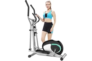THERUN Magnetic Cross Trainer, Ultra Quiet Elliptical Trainer for Home Use, 8 Levels Adjustable Resistance Elliptical Machine For Full Body Workout w/LCD Monitor, Pulse Sensor, Bottle Holder