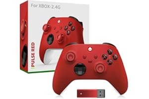 LiLiTok Gampad Manette pour Xbox Serise X/S sans fil, poignée de jeu antidérapante à bascule avec adaptateur 2,4 G pour accessoires de jeu sur PC (rouge)