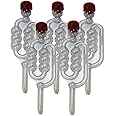 5 x Bubbler Airlocks with Red Dust Caps for Homebrew