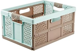keeeper Stabile Profi-Klappbox mit Soft-Touch Griffen, 48,5 x 35 x 23,5 cm, 32 l, Lea, Blau/Taupe
