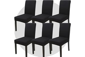 ZHILING Stuhlhussen Bezüge Set von 6 Super Fit Stretch abnehmbare waschbare Esszimmerstuhl Protector Cover Sitzbezug für Hotel, Esszimmer, Zeremonie, Bankett Hochzeitsfeier(Schwarz)