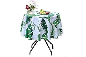 Eternal Beauty Nappe imperméable ronde de 132 cm en forme de feuille de palmier pour intérieur et extérieur pour terrasse, jardin, fête et barbecue (132 cm)