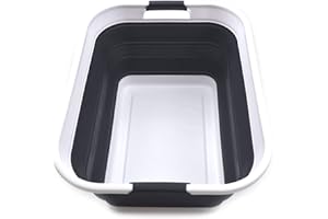 SAMMART 42L Collapsible Plastic Laundry Basket - Foldable Pop Up Storage Container/Organizer - Portable Washing Tub - Space Saving Hamper/Basket (1 rectangular - strengthen, Black)