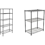 Amazon Basics Scaffalatura A 5 Ripiani, Nero & Scaffalatura A 3 Ripiani, Nero