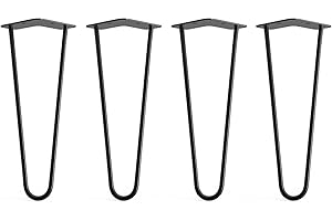 4 x Hairpin Legs from DT IRONCRAFT - 35cm 2 Rod / 10mm, Black - Coffee Table, Side Table Legs with Floor Protector Feet & Screws