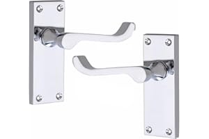 Golden Grace Victorian Scroll Lever Latch Door Handles in Polished Chrome Finish, Classic Interior Doors Hardware, 1 Pair - 120mm Long