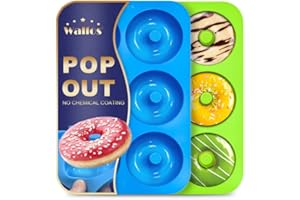 Walfos Silikon Donut Formen, 2 Stück Silikon Donut Backform Antihaft Backblech für Kuchen Keks Bagels Muffins, Geeignet für Geschirrspüler, Backofen, Mikrowelle (6 Cup Regular Donut Pan)