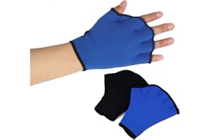 RUIXIA Adult Half Finger Aquatic Gloves with Adjustable Wrist Strap Diving Webbed Gloves Aquatic Exercise Swim Gloves Waterproof Paddle Fast Dry Gloves Fingerless Swimming Hand Webbed for Swimming Training