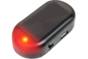 ALWIDA Finta luce di sicurezza per auto, 2 luci a LED a energia solare, simulazione di allarme antifurto, luce LED lampeggiante di sicurezza, di allarme per auto con porta USB, luce blu e