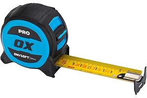 OX TOOLS OX Pro 5m/16ft Tuff Blade Tape Measure Magnetic Dual Hook & 32mm Wide Blade