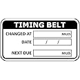 100 x Timing Belt Reminder Labels Service Record Stickers Date Miles Next Due