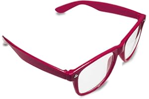 GAPLUS Stylish Neon Geek Glasses Festival Fun Party wear 80's Coloured Fancy Dress Costume (Magenta Red)