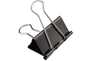 H&S Pince Papier Clip Bulldog Robuste - 10pcs - Grandes Pinces de Bureau Noires à Double Clip pour Documents - Pinces Clips Métalliques Feuille & Document - Pince a Papier Large