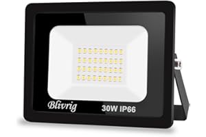Blivrig 30W projecteur exterieur led 3000LM IP66 Imperméable spot led exterieur Super Brillant Eclairage Extérieur Blanc froid(6000k) Sécurité spot led pour stades, usines, Parking, garage, jardin