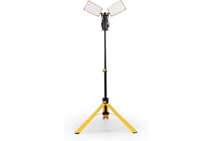 LUTEC LED Baustrahler 10000LM LED Arbeitslicht mit Teleskopstativ, LED Worklight mit ständerdrehenden wasserdichten Lampen und 8-Fuß-Kabel mit 2-poligem geerdetem Stecker