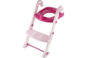 Rotho Babydesign KidsKit Siège de Toilettes pour l'Apprentissage de la Propreté 3-en-1, De 18 à 36 Mois, Dimensions plié : 41.5 x 25 x 67 cm (L x l x H), Rose/Blanc, 600060257